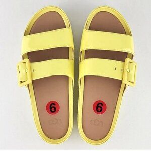 UGG Cooper Margarita Women Treadlite Yellow Leather Slide On Buckles Sandals Sz6